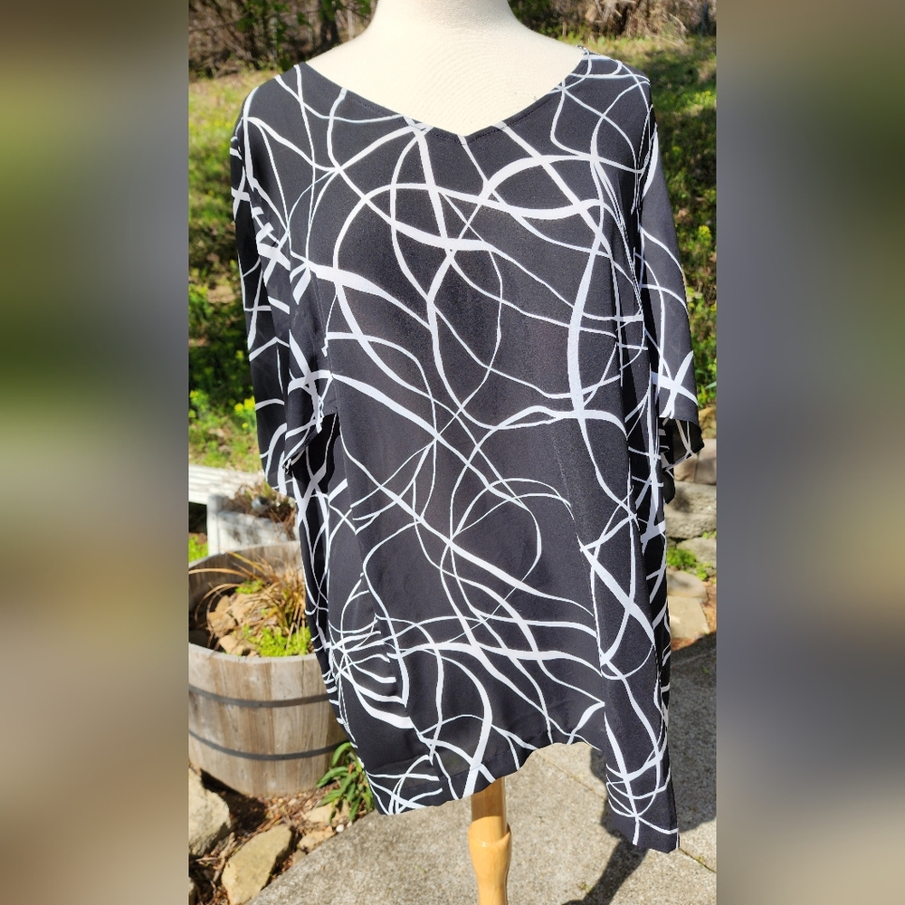 Abstract Black and White Women's Top By DENNIS BASSO